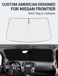2005-2021 Nissan Frontier, 2Dr 4Dr KingCab CrewCab custom-fit sunshade - reflective side facing sun