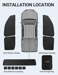 Proadsy 2026 Upgrade Window Sun Shade for 2024-2025 Tacoma Side Windows Protecting Babies, Camping, UV Rays, and Privacy Accessories Set of 5