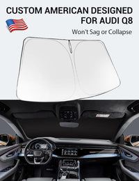 Custom American designed 2019-2026 Audi Q8 windshield sunshade, will not sag or collapse