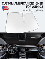 Proadsy 2025 Upgrade Windshield Sun Shade Custom Fit 2019-2024 2025 Audi Q8 Foldable Front Sunshade Protector Sun Visor Blocks UV Rays Keep Car Cooler
