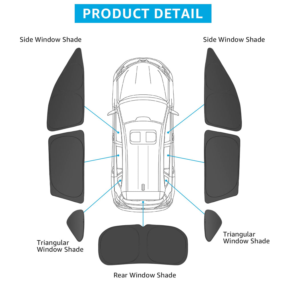 Proadsy 2025 Upgrade Window Shades for Rav4 2019-2024 2025 Side Windows Rear Windshield Triangular Window Sunshade for Baby/Camping Sun UV Rays and Privacy Protection Set of 7