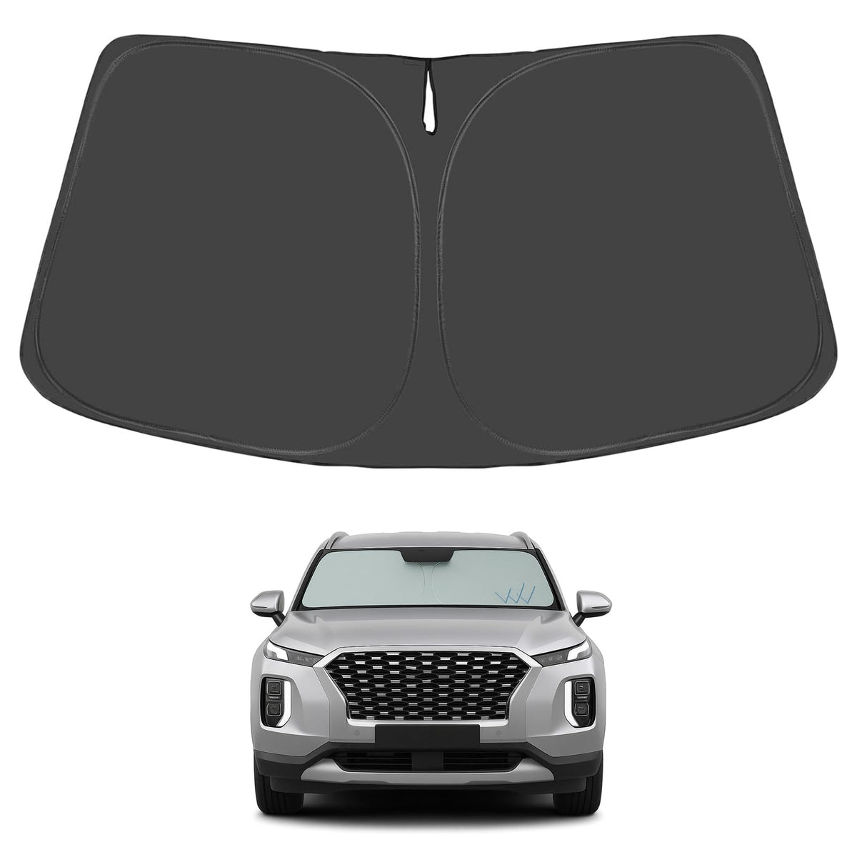 Proadsy for Hyundai Palisade 2020-2025 2026 Windshield Sun Shade 4-Layer Foldable Front Sunshade Protector Sun Visor Blocks UV Rays Keep Car Cooler