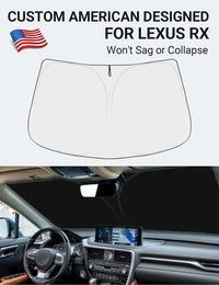 Custom American designed 2016-2022 Lexus RX windshield sunshade, will not sag or collapse