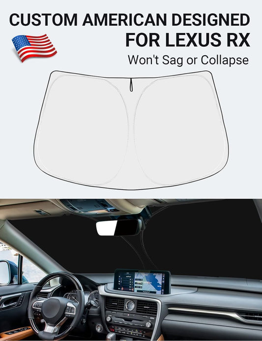 Custom American designed 2016-2022 Lexus RX windshield sunshade, will not sag or collapse