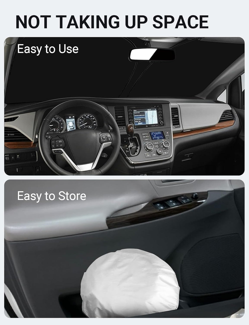 Proadsy Front Windshield Sun Shade Foldable Sunshade Protector Sun Visor Custom Fit 2011-2020 Sienna L LE SE XLE Limited Van Accessories 2025 Upgrade