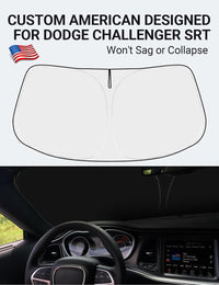 Custom American designed 2015-2023 Dodge Challenger windshield sunshade, will not sag or collapse