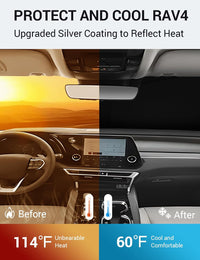 2023-2026 Lexus RX windshield sun shade keeps car interior cool, before and after comparison