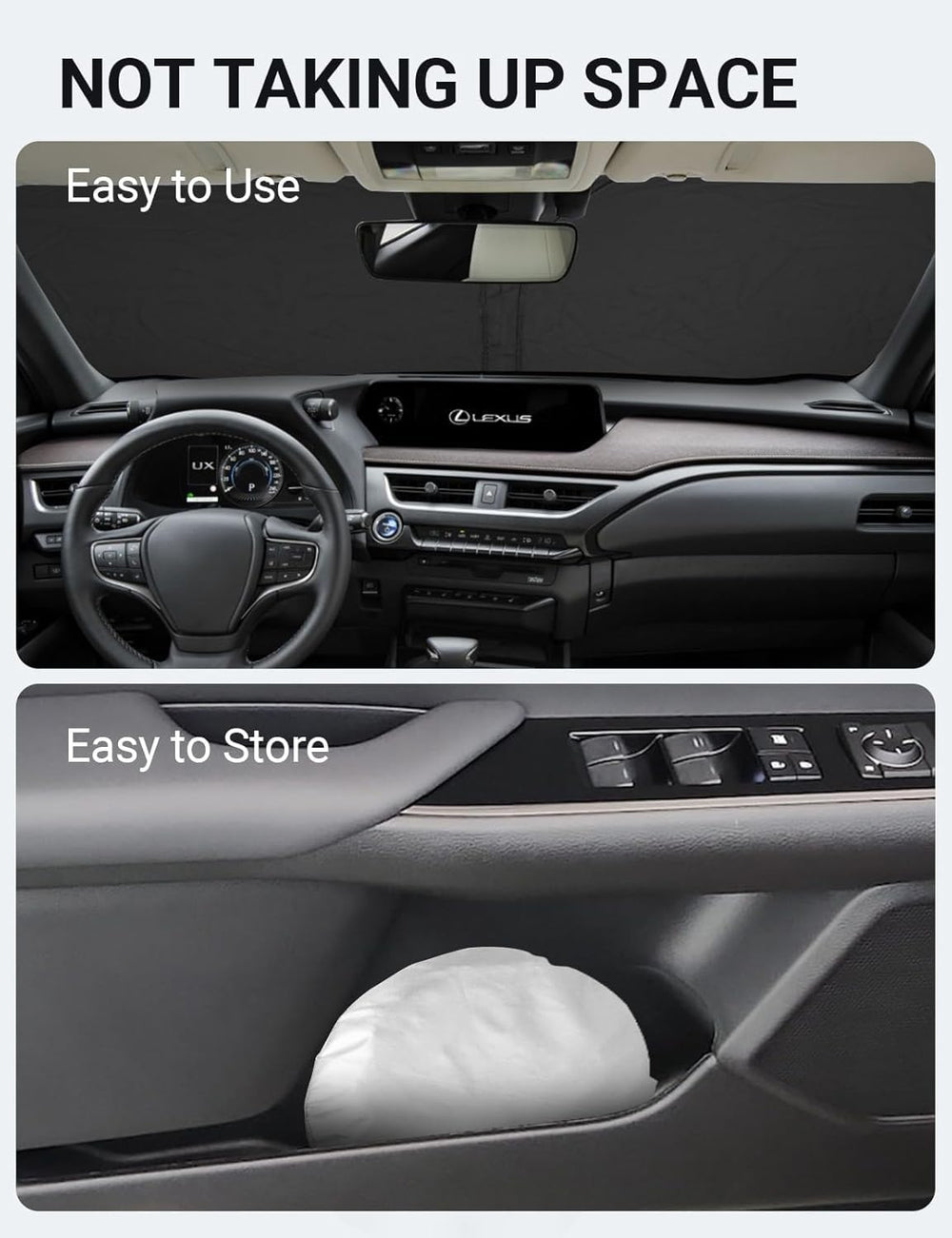 Proadsy Custom Fit Lexus UX 2019-2024 2025 Windshield Sun Shade 4-Layer Foldable Front Sunshade Protector Sun Visor Blocks UV Rays Keep Car Cooler
