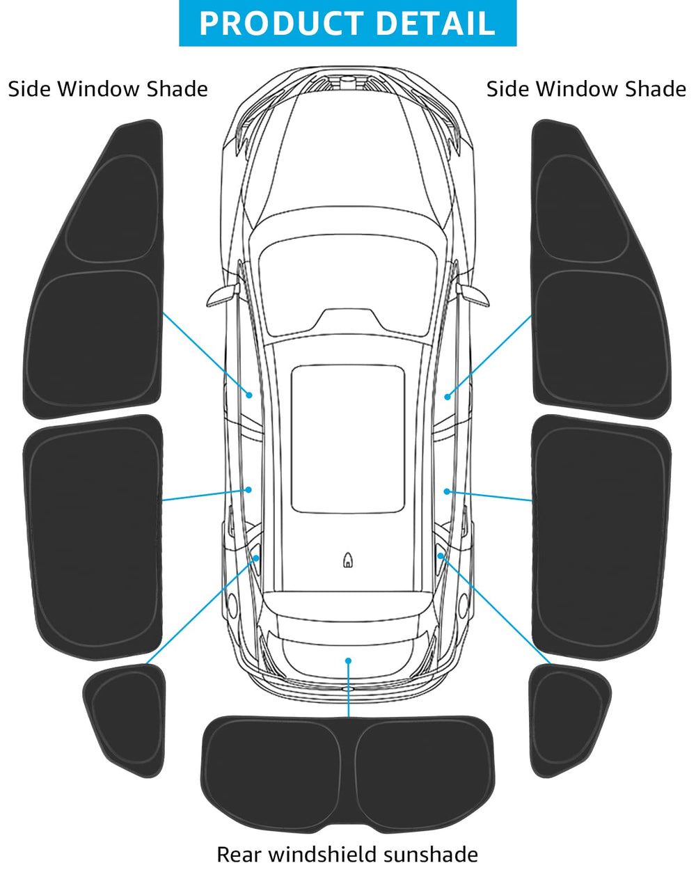Proadsy Window Sun Shade for Nissan Rogue 2024 2023 2022 2021 Side Window for Baby/Camping UV Rays and Privacy Protect Upgrade Accessories Set of 7