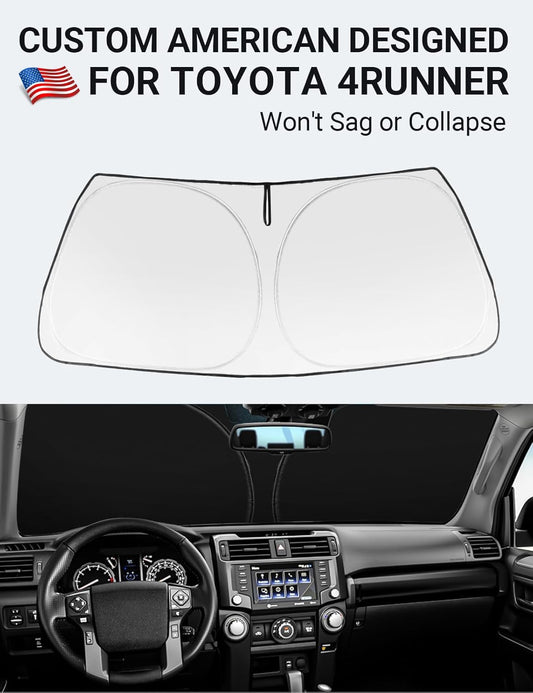 Custom American designed 2010-2025 Toyota 4Runner windshield sunshade, will not sag or collapse