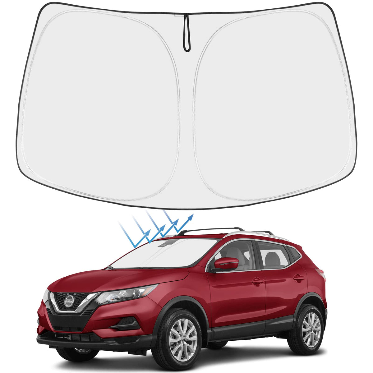 Proadsy 2026 Upgrade Front Windshield Sun Shade Foldable Sun Visor Protector Custom Sunshade Fit for 2014-2020 Nissan Rogue Accessories