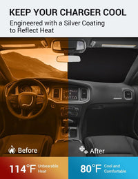 2011-2023 Jeep Cherokee windshield sun shade keeps car interior cool, before and after comparison