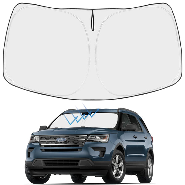 Proadsy 2026 Upgrade Front Windshield Sun Shade Foldable Sunshade Protector Custom Sun Visor Fit 2016-2019 Ford Explorer SUV ST XLT Limited Platinum Accessories