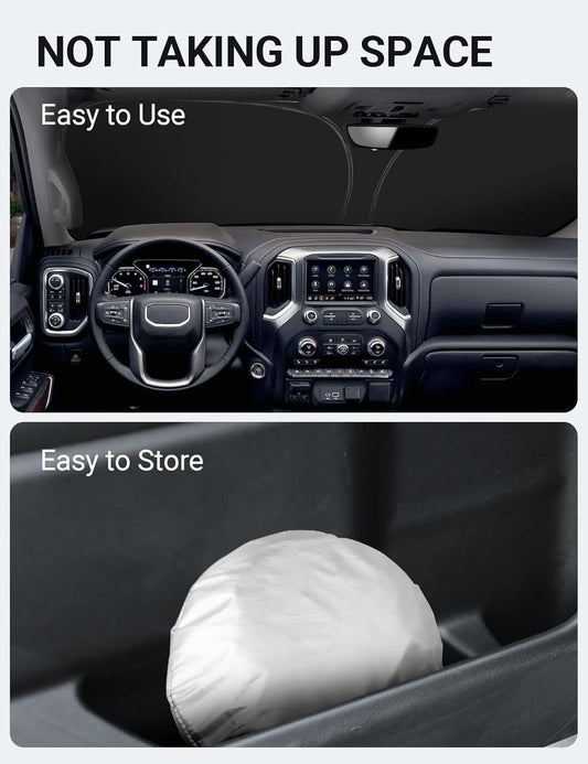 Proadsy 2026 Upgrade Windshield Sun Shade Custom Fit GMC Sierra 2019-2026 4-Layer Foldable Front Sunshade Protector Sun Visor Blocks UV Rays Keep Car Cooler Accessories