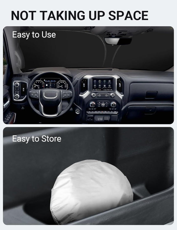 2019-2025 GMC Sierra custom-fit sunshade - folded compact