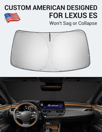Custom American designed 2019-2025 Lexus ES windshield sunshade, will not sag or collapse