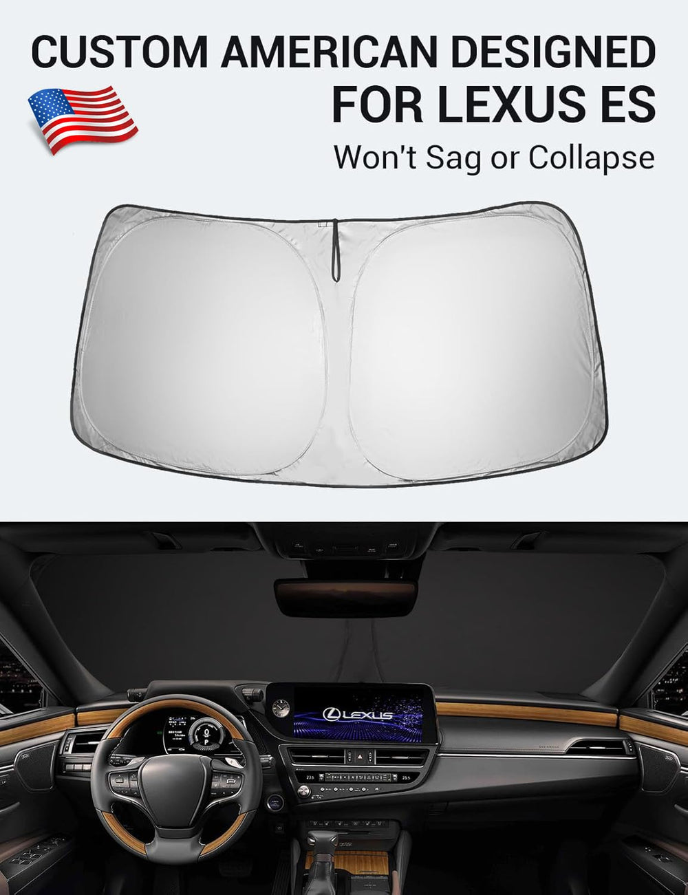 Proadsy 2025 Upgrade Windshield Sun Shade Custom Fit Lxus ES 2019-2024 2025 4-Layer Foldable Front Sunshade Protector Sun Visor Blocks UV Rays Keep Car Cooler