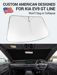 Proadsy 2026 Upgrade Windshield Sun Shade Custom Fit Kia EV9 2024 2025 2026 Foldable Front Sunshade Protector Sun Visor Blocks UV Rays Keep Car Cooler Accessories