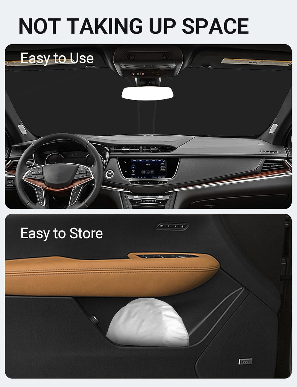 Proadsy 2025 Upgrade Windshield Sun Shade Custom Fit Cadillac XT5 2017-2025 4-Layer Foldable Front Sunshade Protector Sun Visor Blocks UV Rays Keep Car Cooler Accessories