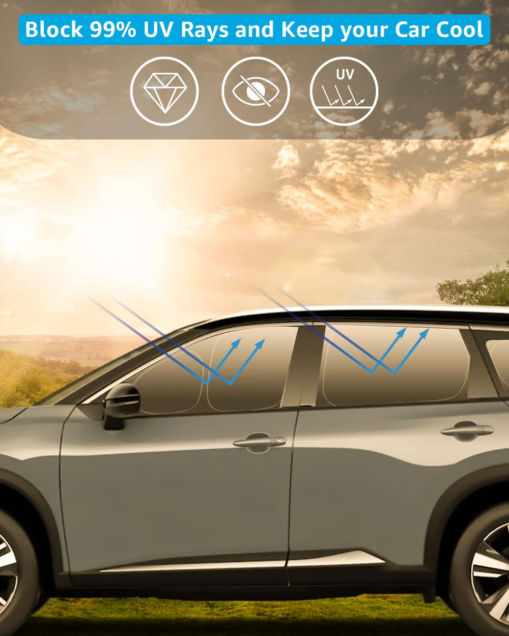 Proadsy Window Sun Shade for Nissan Rogue 2024 2023 2022 2021 Side Window for Baby/Camping UV Rays and Privacy Protect Upgrade Accessories Set of 7