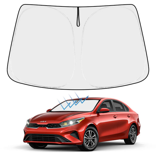 Proadsy 2025 Upgrade Windshield Sun Shade Custom Fit Kia Forte 2019-2024 2025 4-Layer Foldable Front Sunshade Protector Sun Visor Blocks UV Rays Keep Car Cooler Accessories