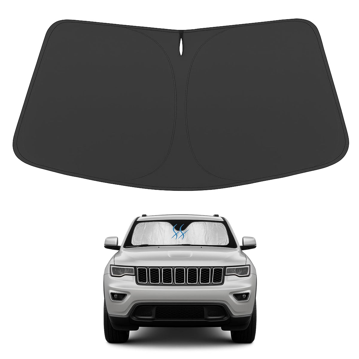 Proadsy 2026 Upgrade Windshield Sunshade Custom for 2014-2025 Jeep Grand Cherokee Block Sun & UV Foldable Front Window Car Shade Protector Prime Accessories