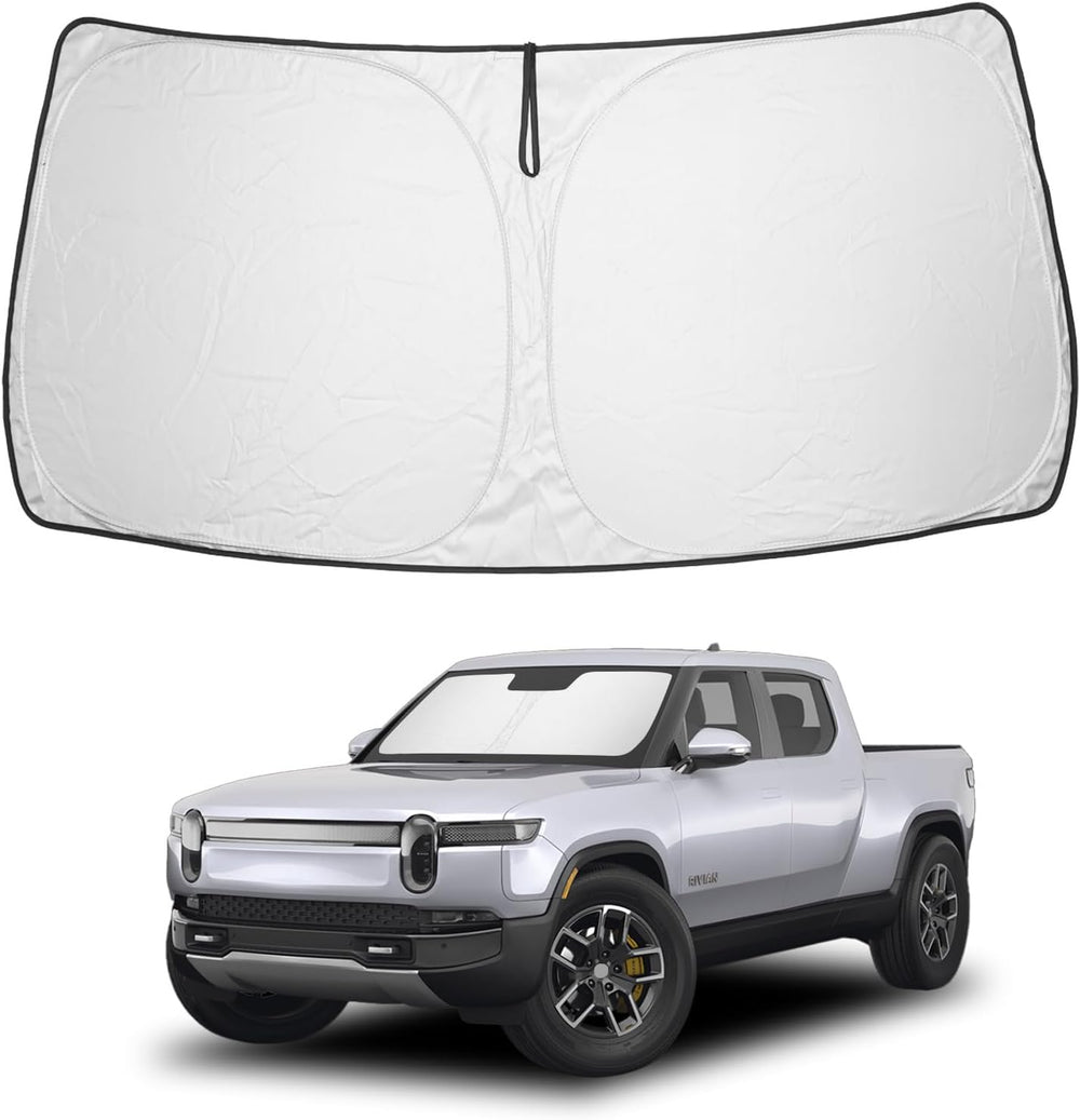 Proadsy 2025 Upgrade Windshield Sun Shade Custom Fit Rivian R1T 2022-2024 2025 4-Layer Foldable Front Sunshade Protector Sun Visor Blocks UV Rays Keep Car Cooler