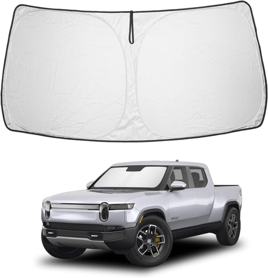 Proadsy 2025 Upgrade Windshield Sun Shade Custom Fit Rivian R1T 2022-2024 2025 4-Layer Foldable Front Sunshade Protector Sun Visor Blocks UV Rays Keep Car Cooler