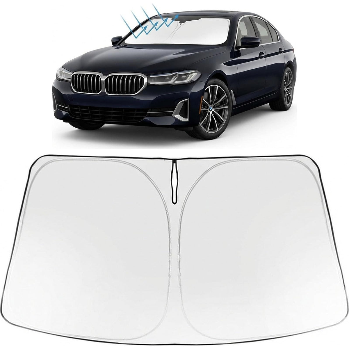 Proadsy Windshield Sun Shade for BMW 5-Series 2024-2026 Foldable Front Sunshade Protector Sun Visor Blocks UV Rays Keep Car Cooler Accessories