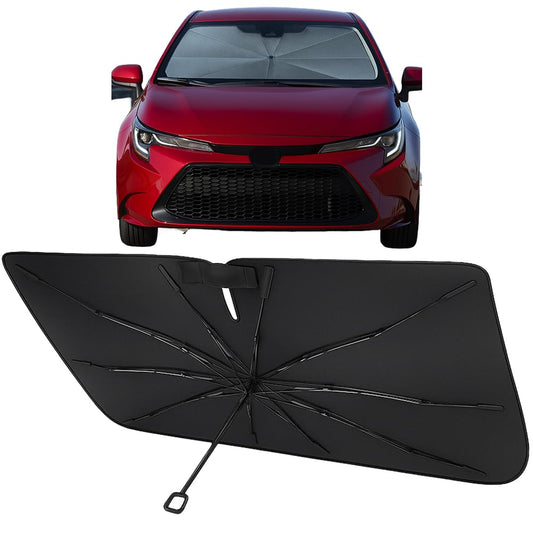 Proadsy Windshield Sun Shade Umbrella for Toyota Corolla 2019-2025 2026 Foldable Car Umbrella Sunshade with Soft TPU Handle Spring Structure Crystal Cooling Material Protect Car from Rays & Heat