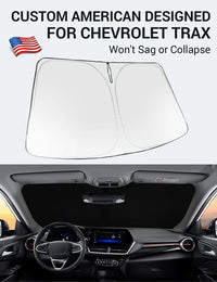 Custom American designed 2024-2026 Chevrolet Trax windshield sunshade, will not sag or collapse