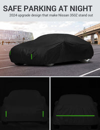 Proadsy 2026 Upgrade Car Cover for Nissan 350Z 2003-2009,Waterproof All Weather for Automobiles, Windproof Snowproof Rain Hail Sun UV Protection Full Outdoor Indoor Exterior Car Covers, Black