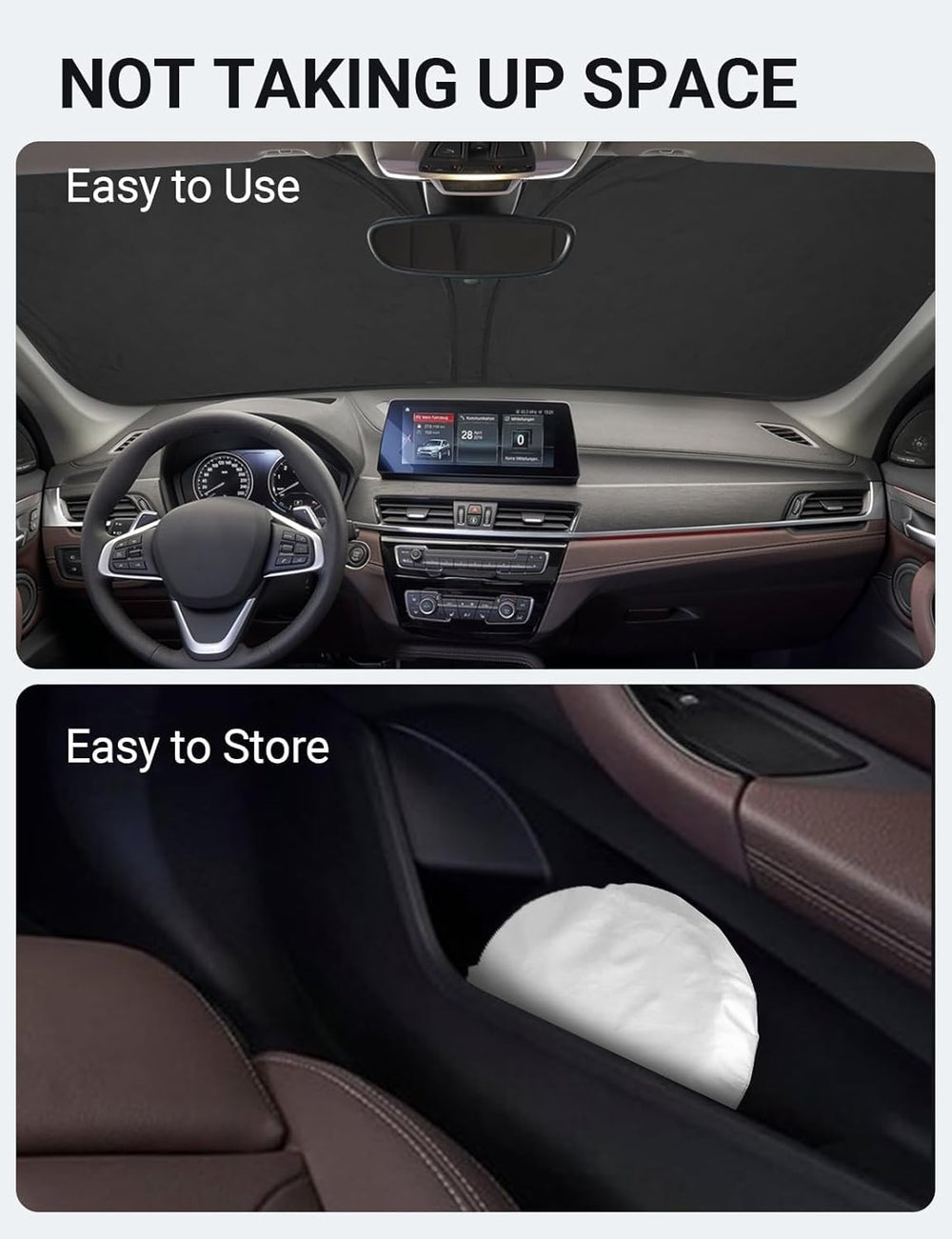 Proadsy Custom Fit BMW X1 F48 2016-2022 Windshield Sun Shade 4-Layer Foldable Front Sunshade Protector Sun Visor Blocks UV Rays Keep Car Cooler
