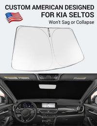 Proadsy 2026 Upgrade Windshield Sun Shade Custom Fit Kia Seltos 2021-2025 2026 Foldable Front Sunshade Protector Sun Visor Blocks UV Rays Keep Car Cooler Accessories
