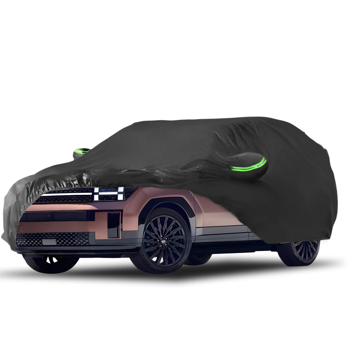 Proadsy Car Cover for Hyundai Santa Fe 2019-2024 2025 2026, Waterproof All Weather, Windproof Snowproof Rain Hail Sun UV Protection Full Outdoor Indoor Exterior Car Covers, Black