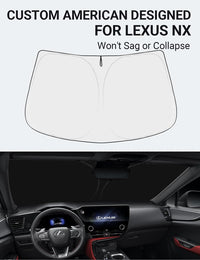 Custom American designed 2022-2026 Lexus NX windshield sunshade, will not sag or collapse