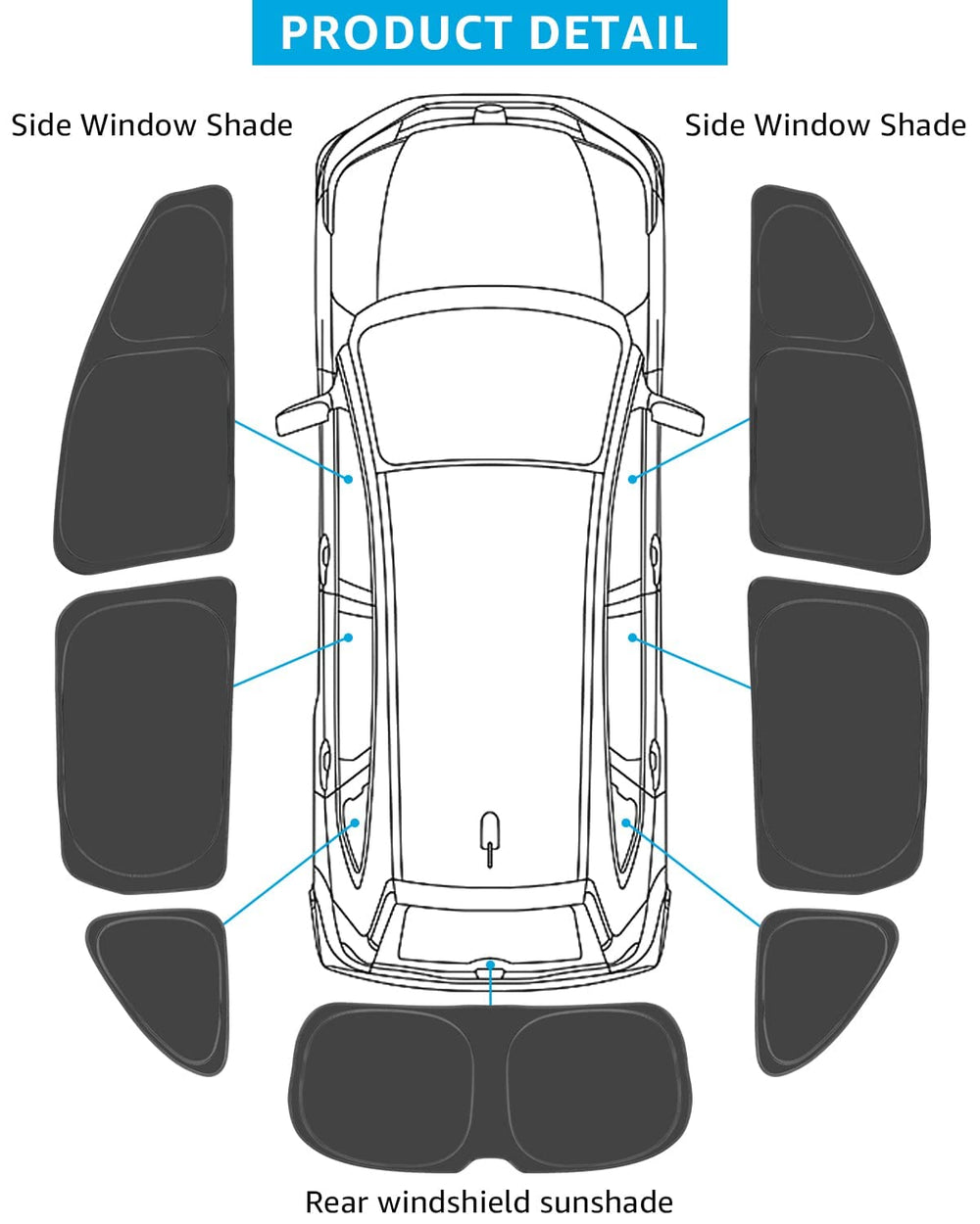 Proadsy Window Sun Shade for Honda CRV 2024 2023 2022 2021 2020 2019 2018 2017 Side Window for Baby/Camping UV Rays and Privacy Protect Upgrade Accessories Set of 7