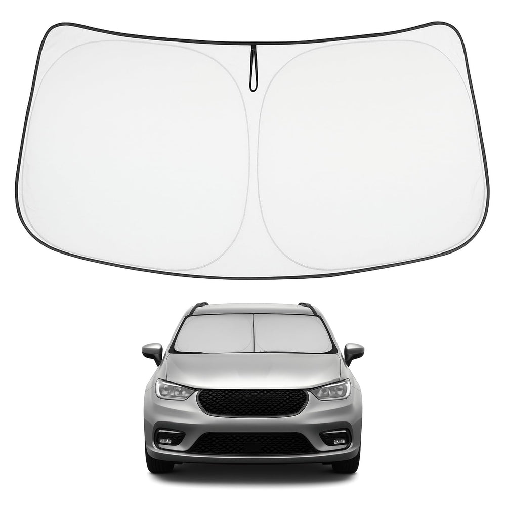 Proadsy 2026 Upgrade Windshield Sun Shade Custom Fit Chrysler Pacifica 2017-2025 2026 4-Layer Foldable Front Sunshade Protector Sun Visor Blocks UV Rays Keep Car Cooler Accessories