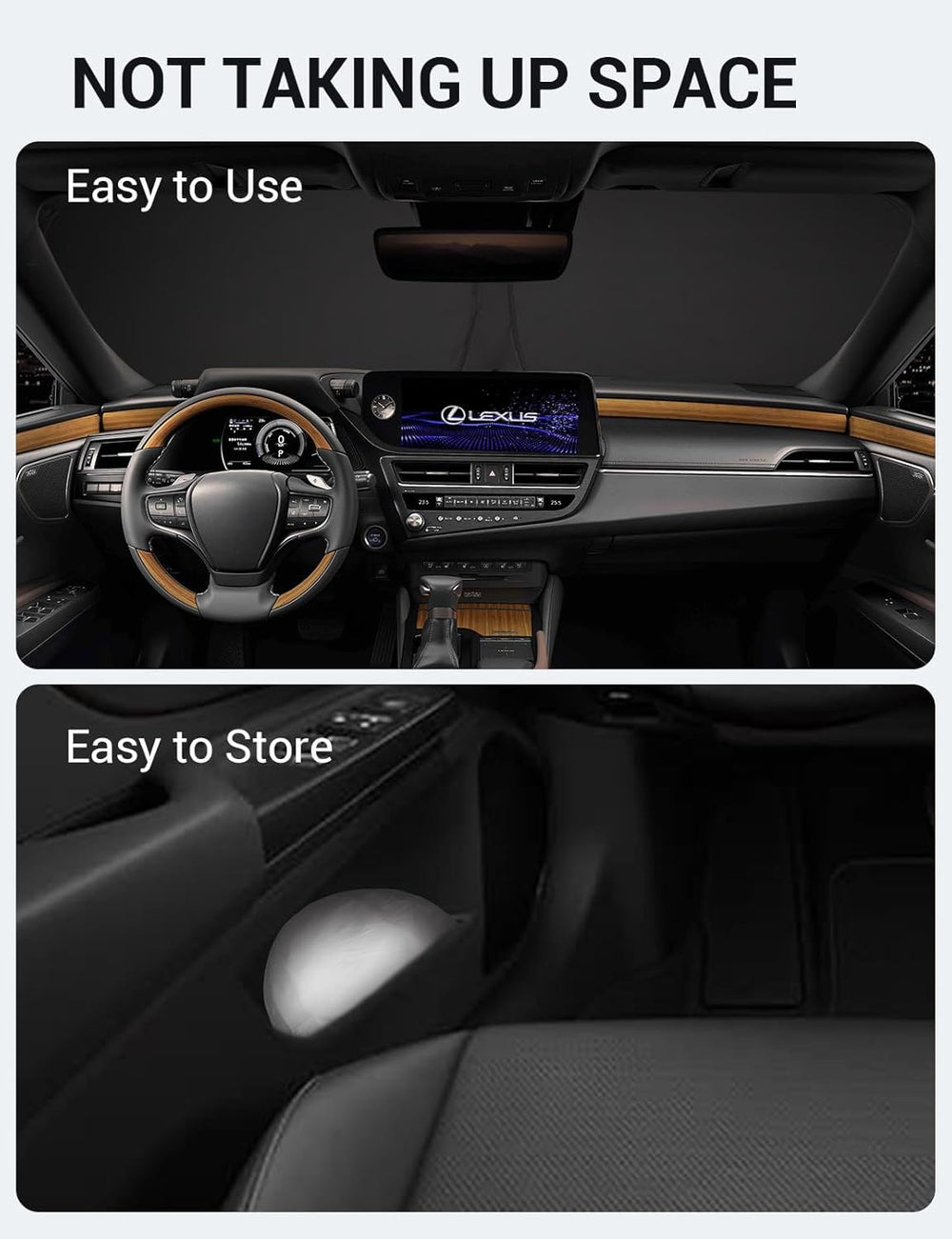 Proadsy 2025 Upgrade Windshield Sun Shade Custom Fit Lxus ES 2019-2024 2025 4-Layer Foldable Front Sunshade Protector Sun Visor Blocks UV Rays Keep Car Cooler
