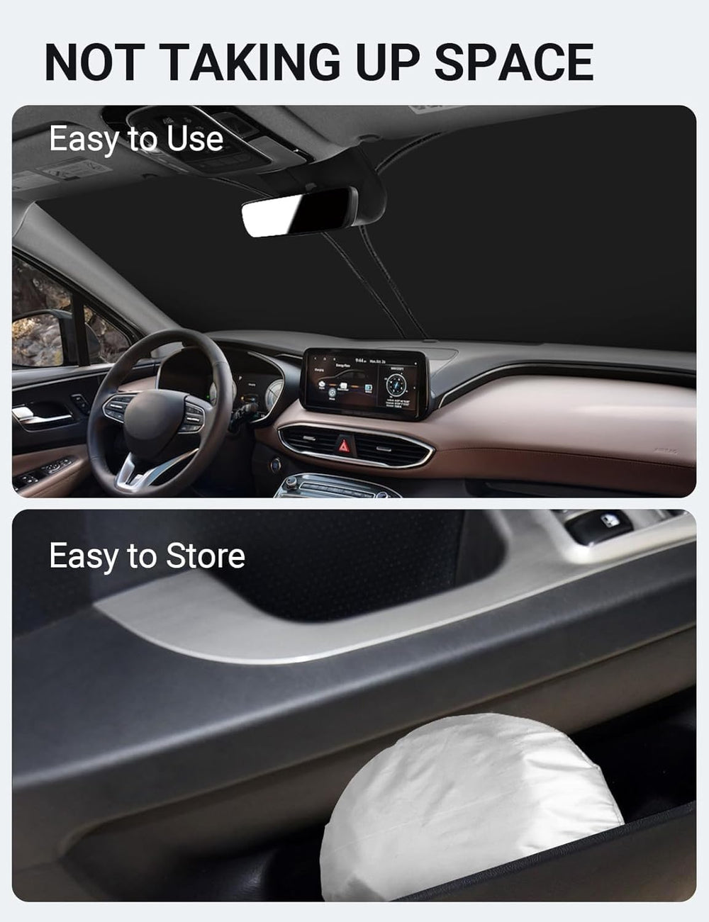 Proadsy 2025 Upgrade Windshield Sun Shade Custom Fit Hyundai Santa 2019-2023 4-Layer Foldable Front Sunshade Protector Sun Visor Blocks UV Rays Keep Car Cooler