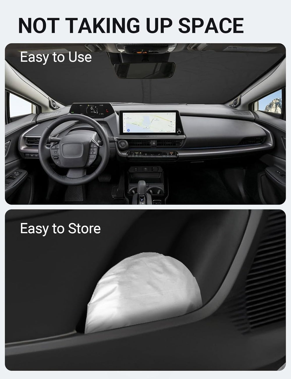 Proadsy 2025 Upgrade Windshield Sun Shade Custom Fit Toyota Prius 2023 2024 2025 4-Layer Foldable Front Sunshade Protector Sun Visor Blocks UV Rays Keep Car Cooler