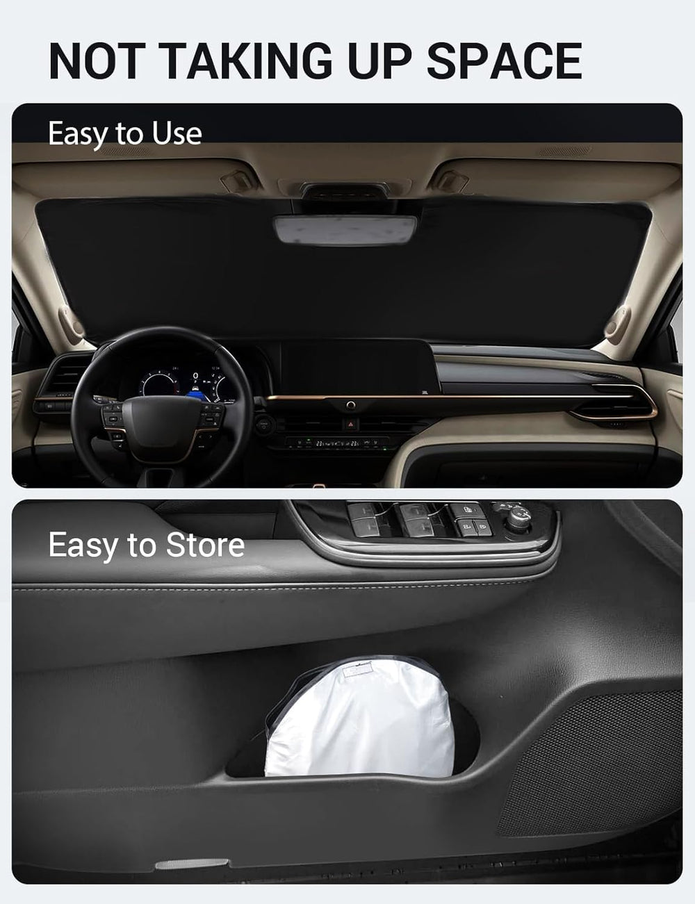 Proadsy 2025 Upgrade Windshield Sun Shade Custom Fit Toyota Crown 2023 2024 2025 Foldable Front Sunshade Protector Blocks UV Rays Keep Car Cooler
