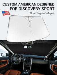 Custom American designed 2014-2019 Land Rover Discovery Sport windshield sunshade, will not sag or collapse