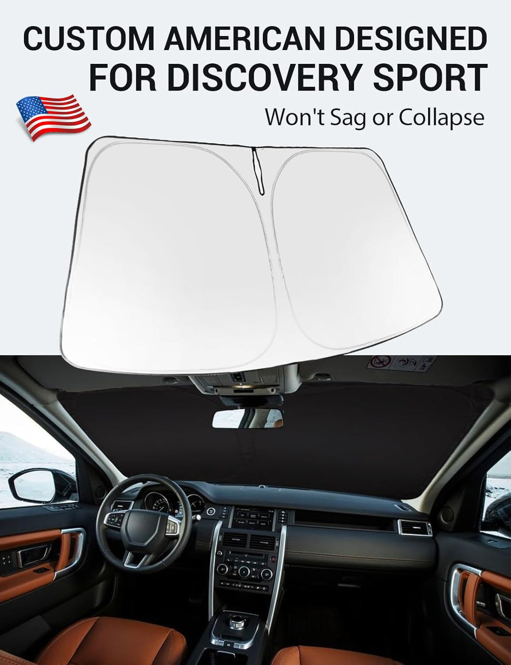 Proadsy 2025 Upgrade Windshield Sun Shade Custom Fit 2014-2019 Land Rover Discovery Sport Foldable Front Sunshade Protector Sun Visor Blocks UV Rays Keep Car Cooler