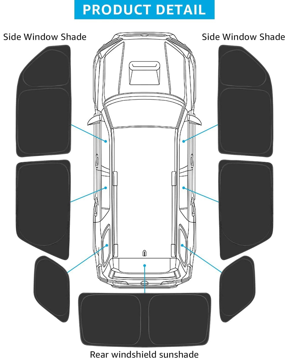 Proadsy 2025 Upgrade Window Sun Shade for 5th Gen 4Runner 2010-2024 2025 Side Rear Window for Baby/Camping UV Rays and Privacy Protect Accessories Set of 7