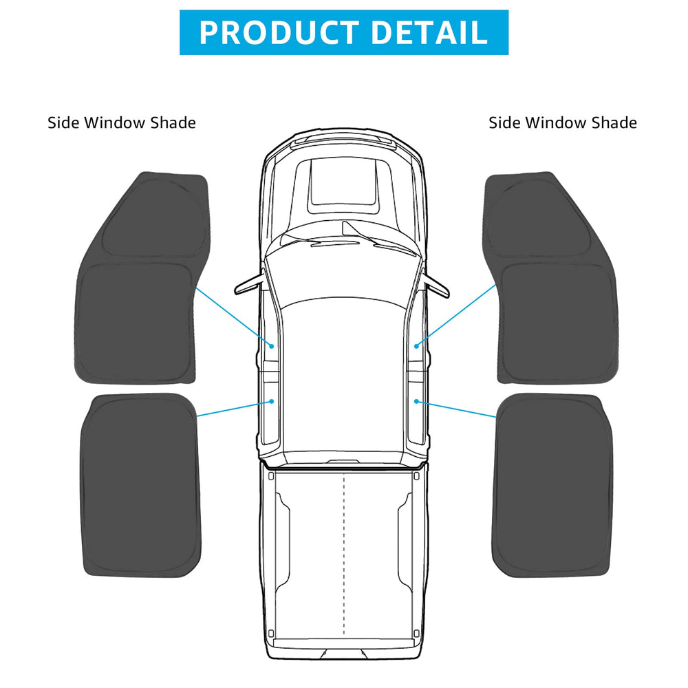 Proadsy 2025 Upgrade Window Shades for Ford F150 F-150 (Not for 1 Door) 2015-2020 Side Windows for Baby/Camping Sun UV Rays and Privacy Protection Set of 4