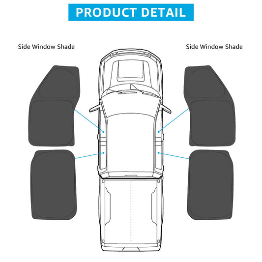 Proadsy 2025 Upgrade Window Shades for Ford F150 F-150 (Not for 1 Door) 2015-2020 Side Windows for Baby/Camping Sun UV Rays and Privacy Protection Set of 4