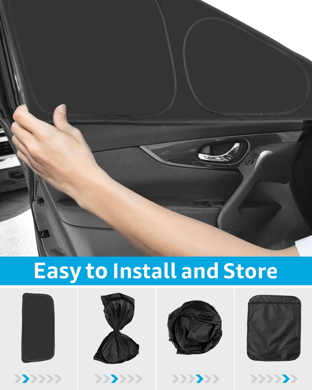 Proadsy Window Sun Shade for Nissan Rogue 2024 2023 2022 2021 Side Window for Baby/Camping UV Rays and Privacy Protect Upgrade Accessories Set of 7