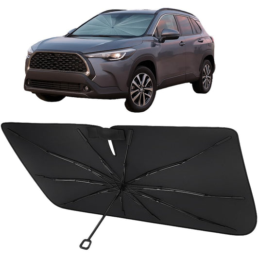Proadsy Windshield Sun Shade Umbrella for 2022-2025 Toyota Corolla Cross Foldable Car Umbrella Sunshade with Soft Handle,Keeps Your Vehicle Cool,Protect Car from Rays & Heat