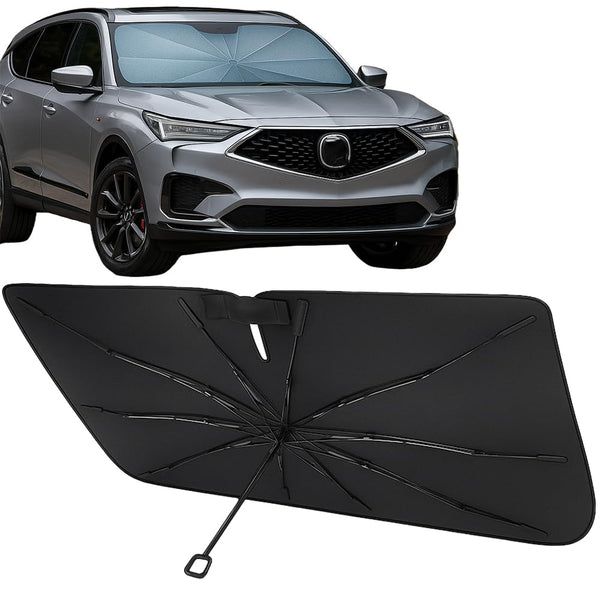 Proadsy Windshield Sun Shade Umbrella for Acura MDX 2022-2025 2026 Foldable Car Umbrella Sunshade with Soft TPU Handle Spring Structure Crystal Cooling Material Protect Car from Rays & Heat